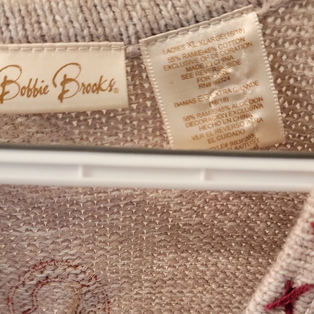 Vintage Bobbie Brooks Cream V-Neck Sweater Vest with Scarecrow Design SIZE XL - Picture 4 of 4